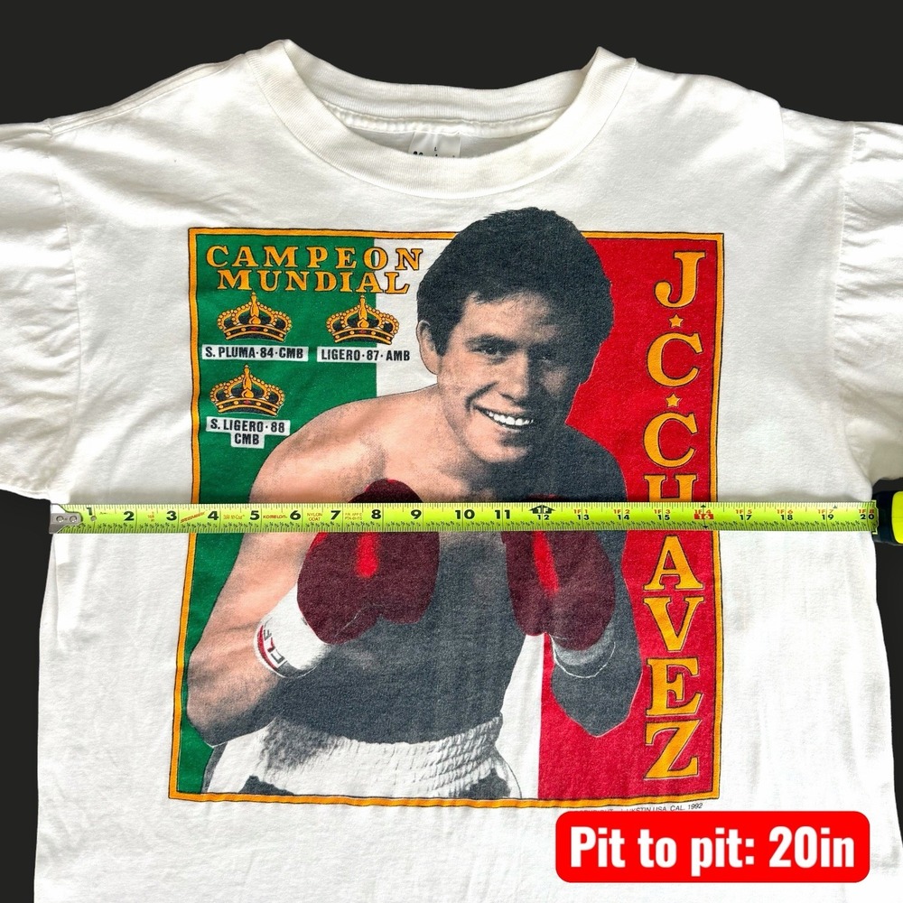 1992 Julio César Chávez vs. Hector "Macho" Camacho T-Shirt White Men's Size L - Picture 7 of 10